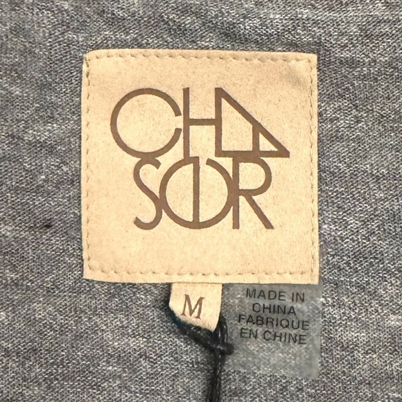 Chaser Tiered Ruffle Back Crew Neck Short Sleeve Knit Heather Gray T-Shirt M - Picture 3 of 16